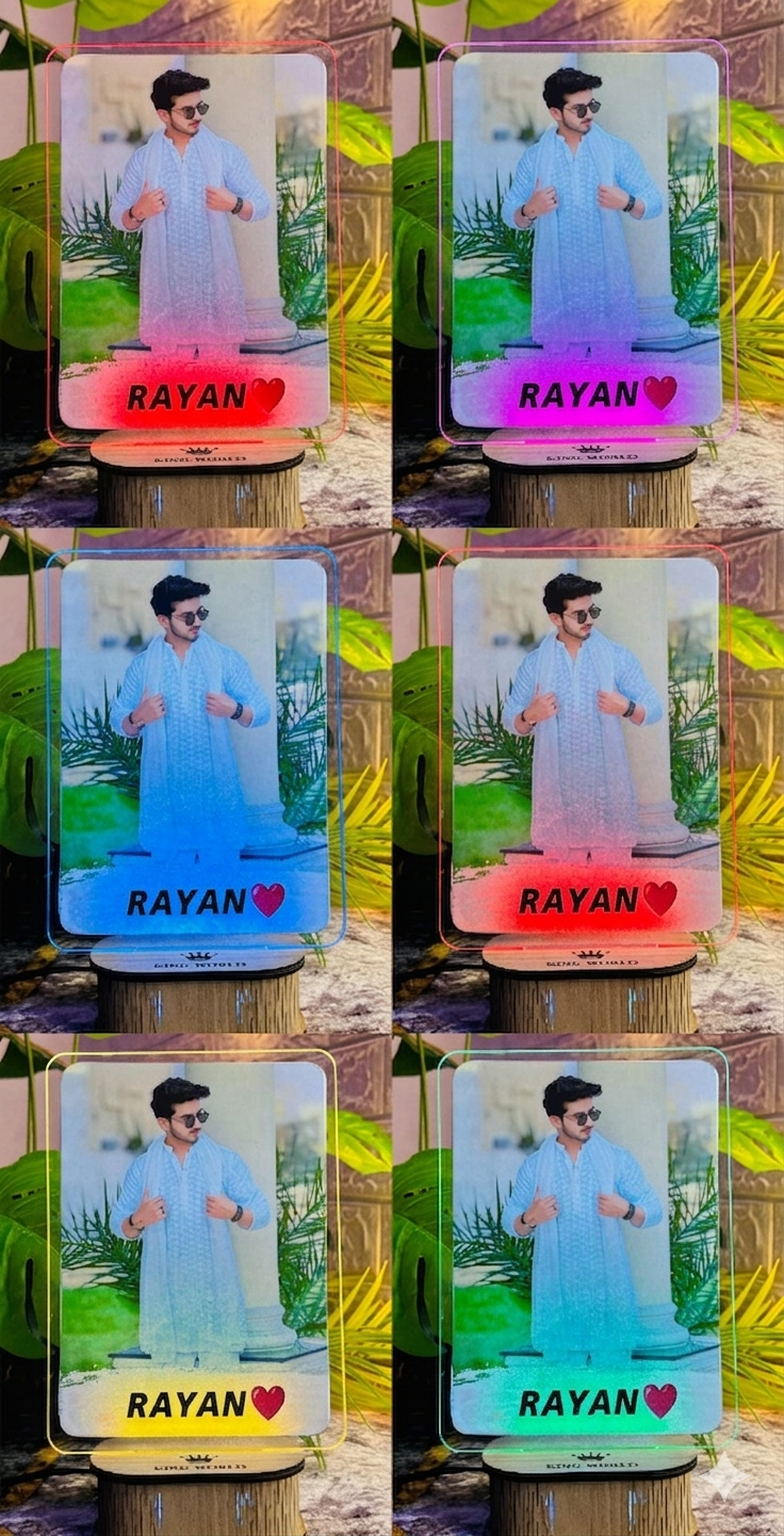 Personalized Square Acrylic Photo LED Lamp - Customized Gift for Him/Her