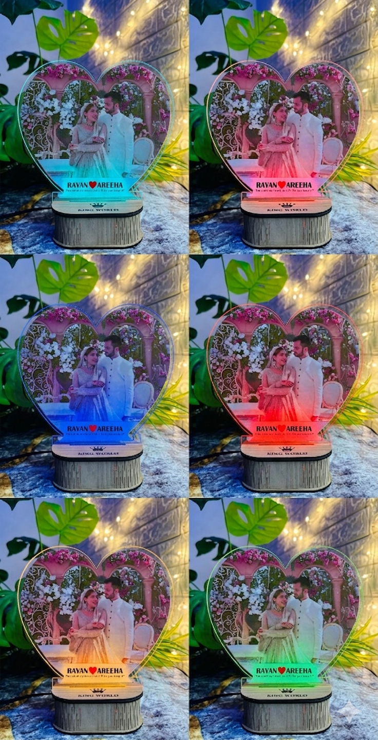 Personalized Heart-Shaped Acrylic Photo LED Lamp - Customized Gift for any Occasion