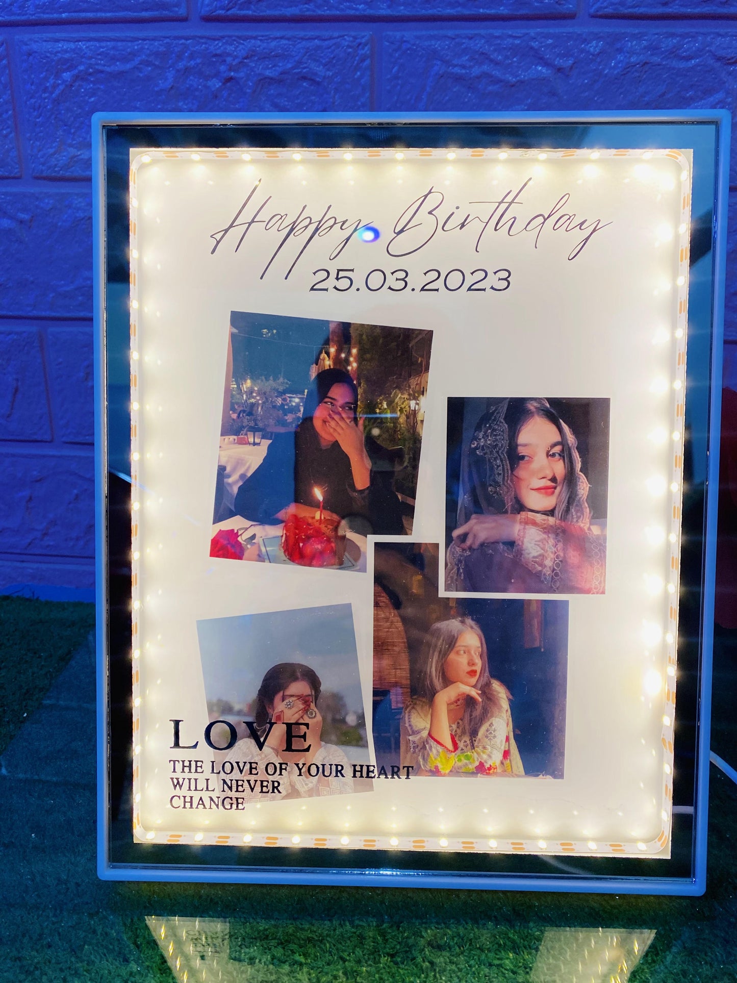 4-Photo Personalized Square Magic Mirror (Custom Date Edition)