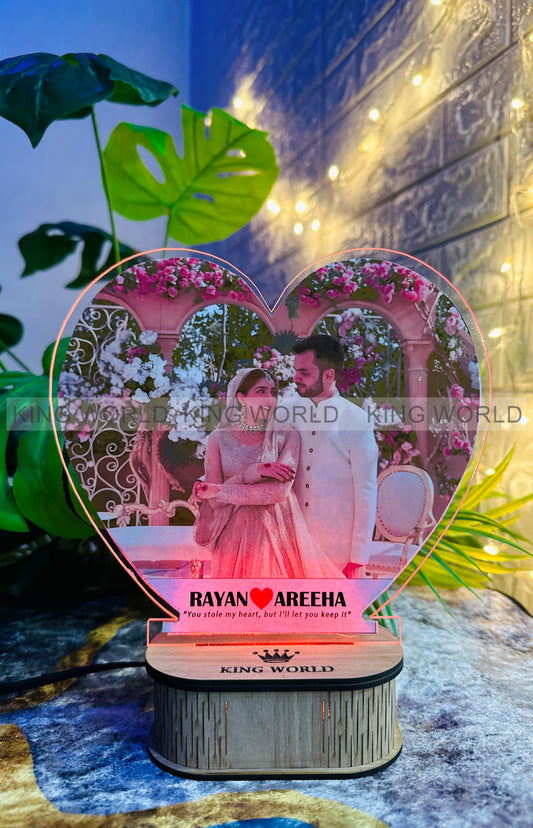 Personalized Heart-Shaped Acrylic Photo LED Lamp - Customized Gift for any Occasion
