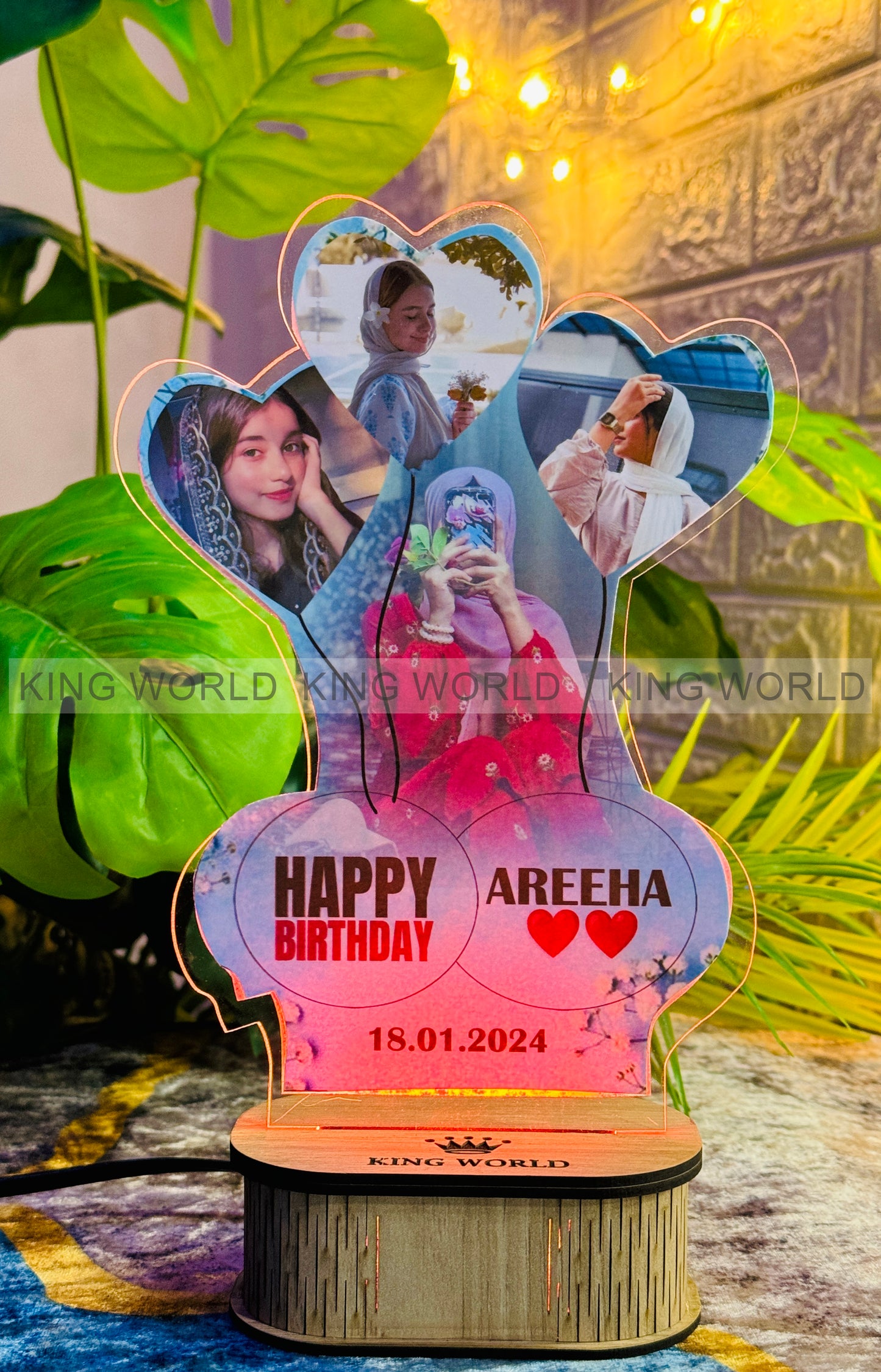 3 Heart Shape Customized Led Acrylic Picture Lamp