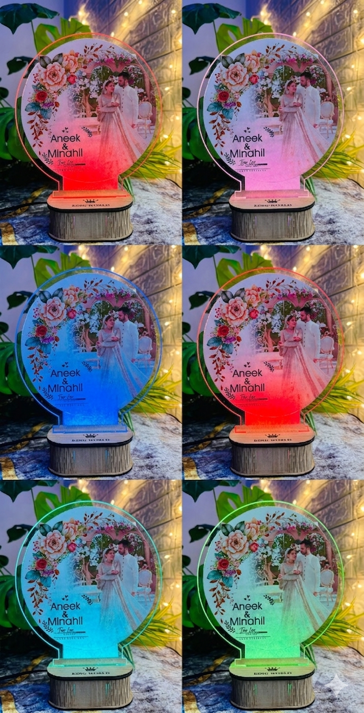 Flower Circle Shape Customized Led Acrylic Picture Lamp - Multi Light